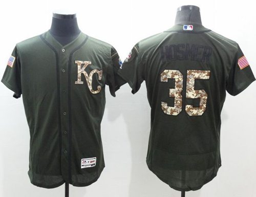 Royals #35 Eric Hosmer Green Flexbase Authentic Collection Salute to Service Stitched MLB Jersey - Click Image to Close